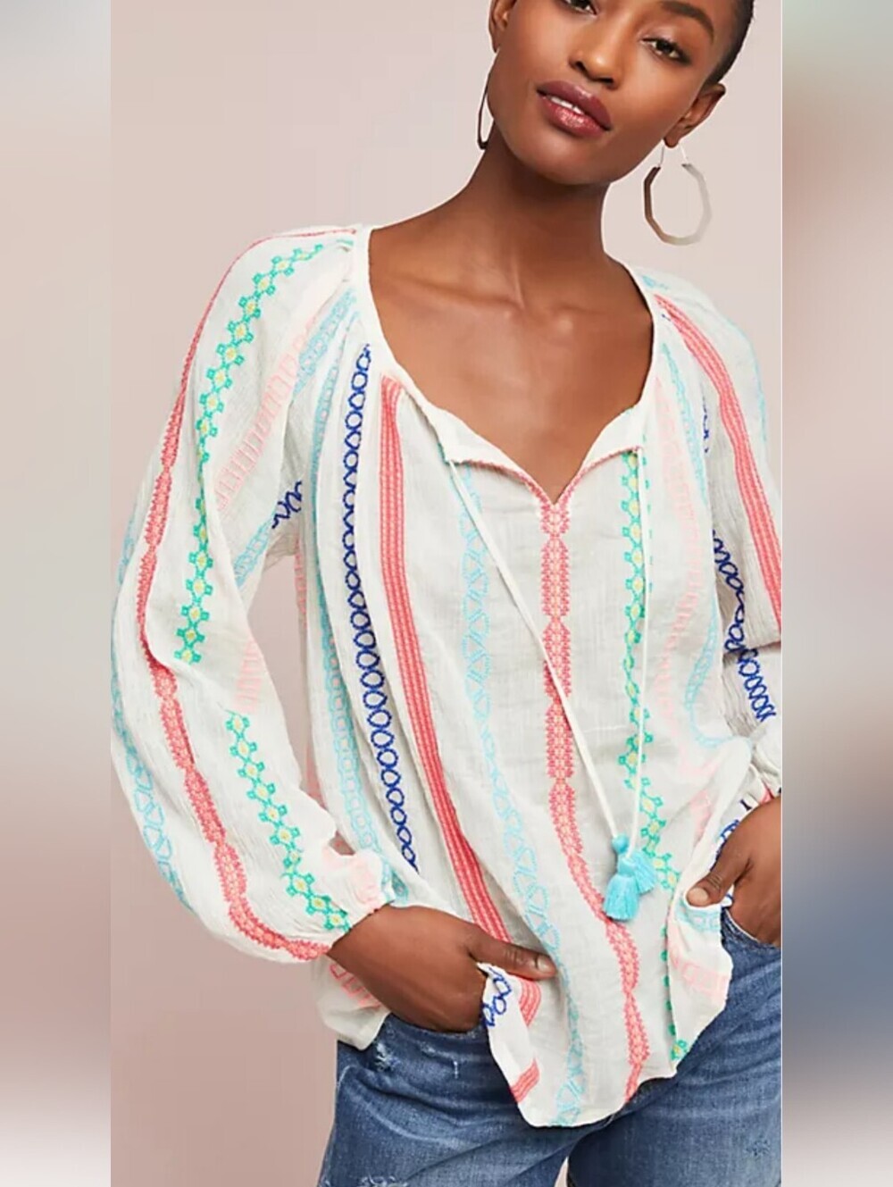 Anthropologie Manna Multicolor Striped Blouse, Gorgeous,Medium, NWT,  148 Retail